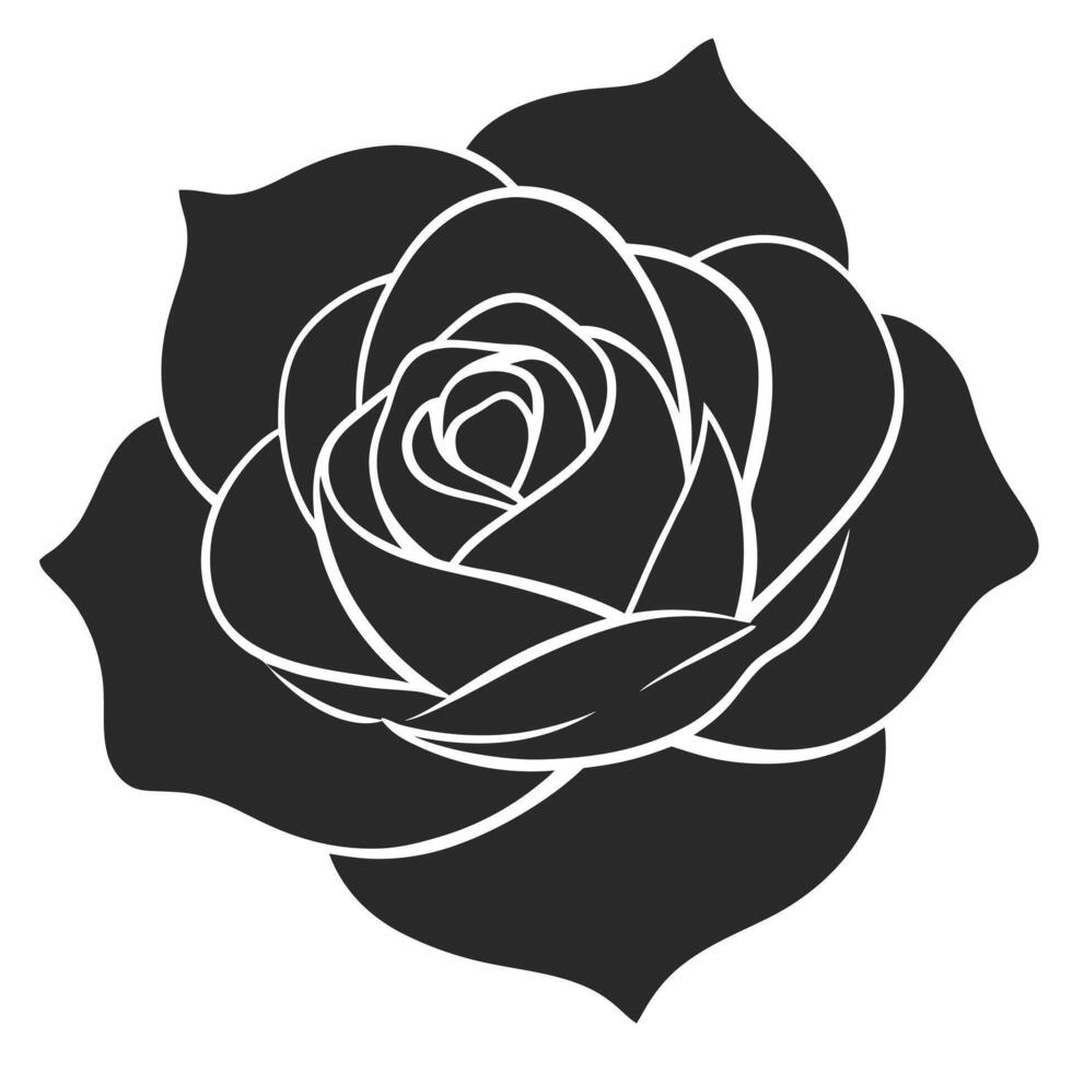Elegant Black And White Rose Illustration Floral Design Element Single Flower vector