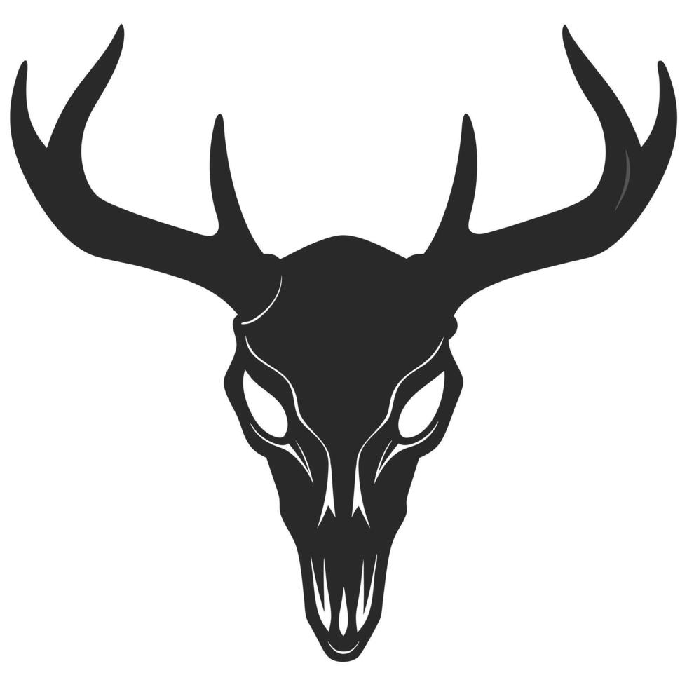 Dark Deer Skull Silhouette Graphic With Antlers Isolated On White vector