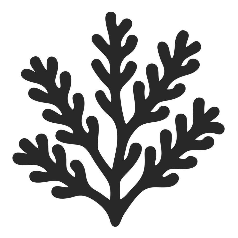 Black And White Silhouette Of A Bushy Plant With Rounded Leaves vector