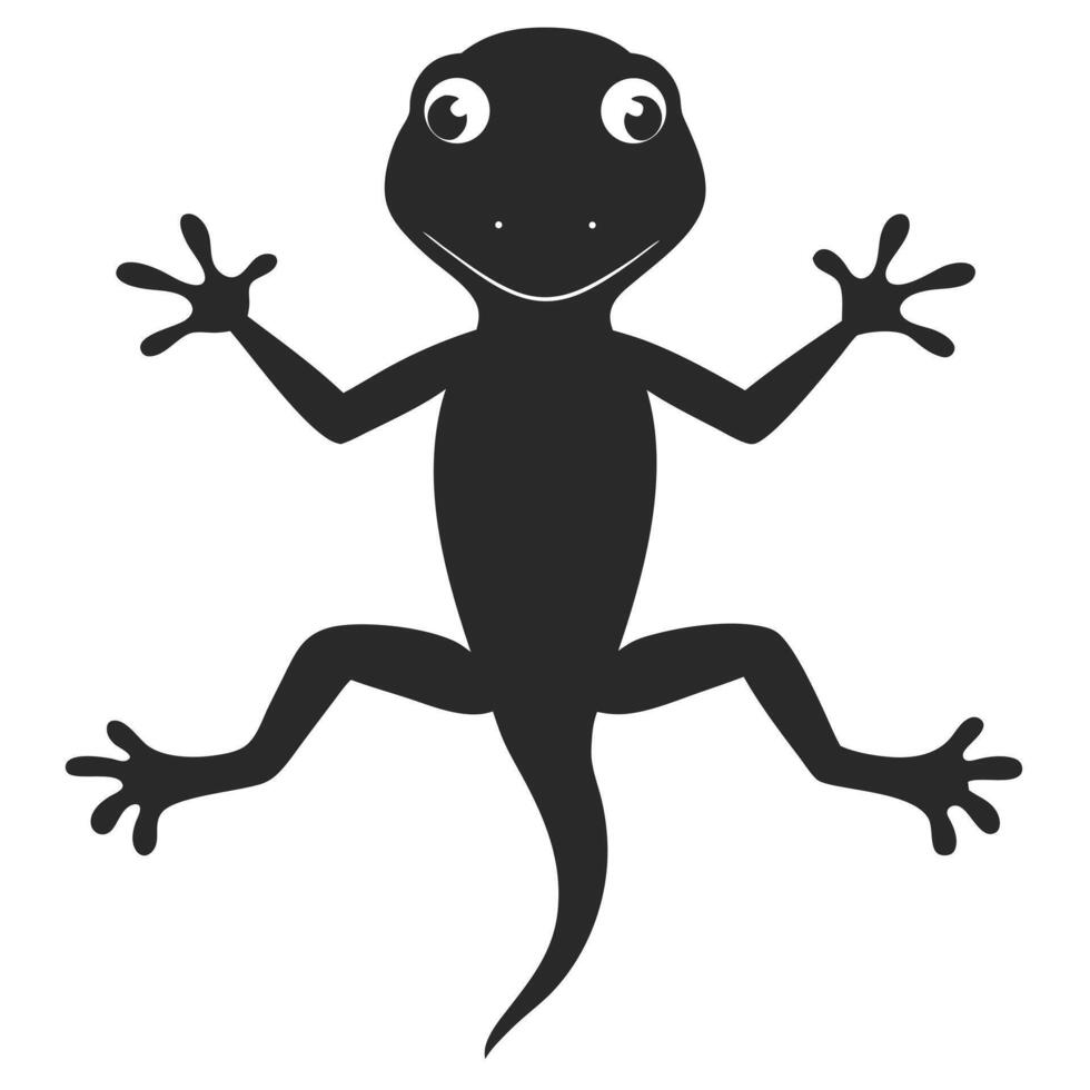 Cartoon Lizard Silhouette Isolated On White Background For Kids Illustration vector