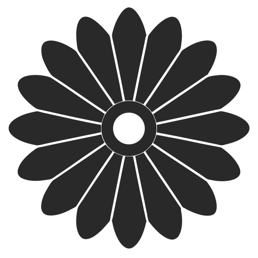 Black And White Flower Shape With Petals Creative Design Isolated vector