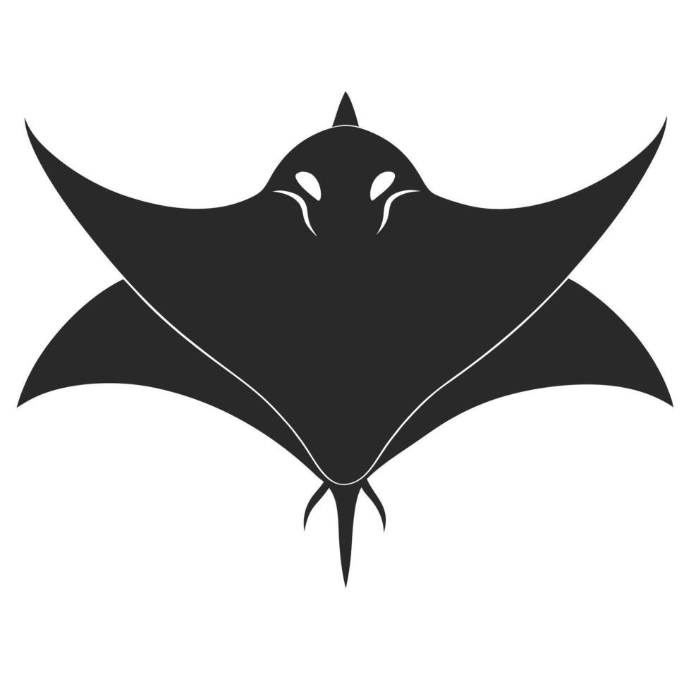 Elegant Black Stingray Silhouette Underwater Wildlife Illustration Design Template vector