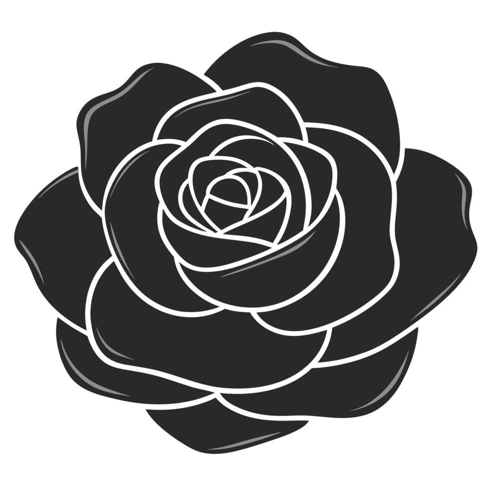 Monochrome Rose Flower Graphic Element Botanical Design Single Isolated Object vector