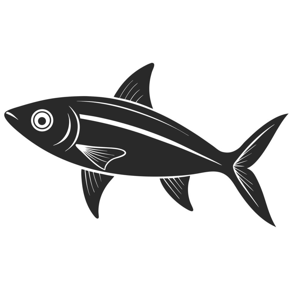 Monochrome Illustration Of A Swimming Fish With Detailed Fins And Scales vector
