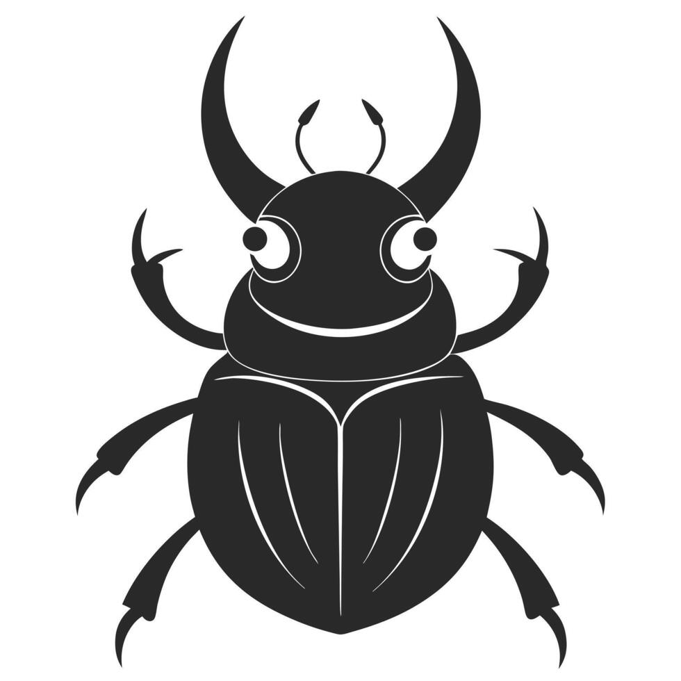 Cute Cartoon Beetle Illustration Of A Fun Insect Character Silhouette vector