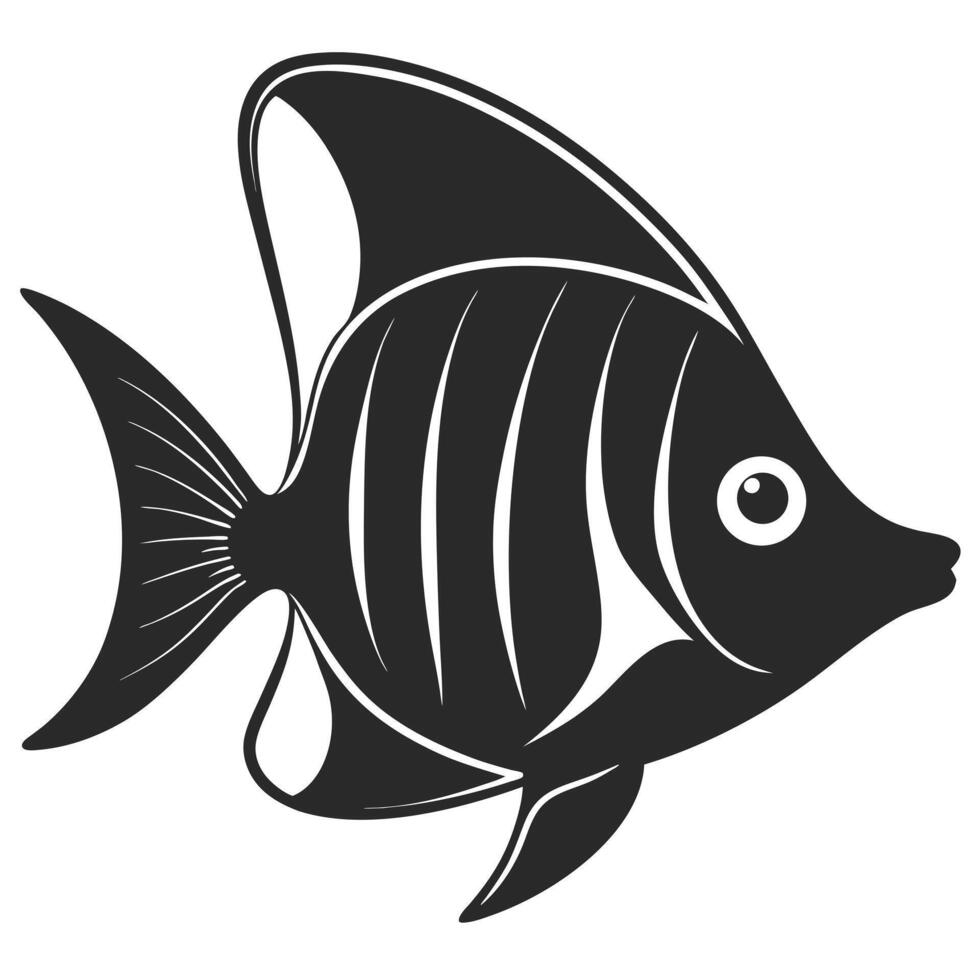 Black And White Illustration Of A Butterfly Fish Graphic Design vector
