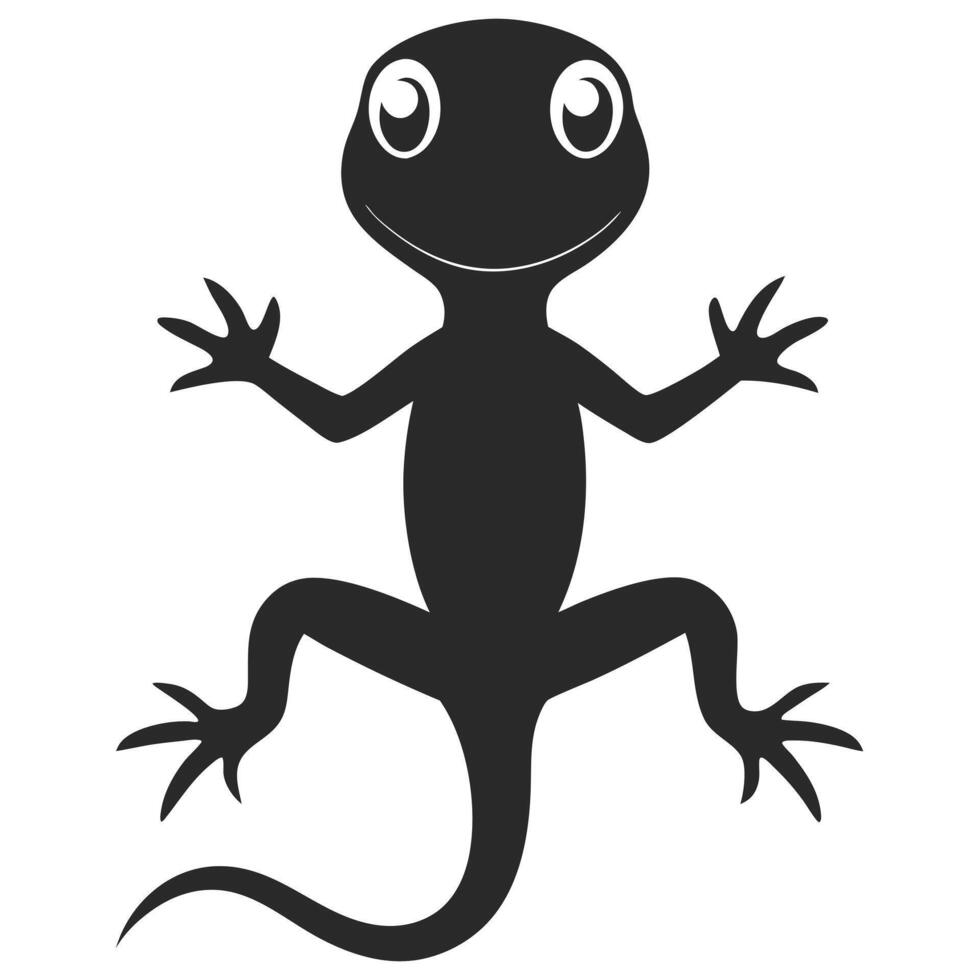 Cartoon Lizard Silhouette Reptile Character Design Illustration Isolated On White vector