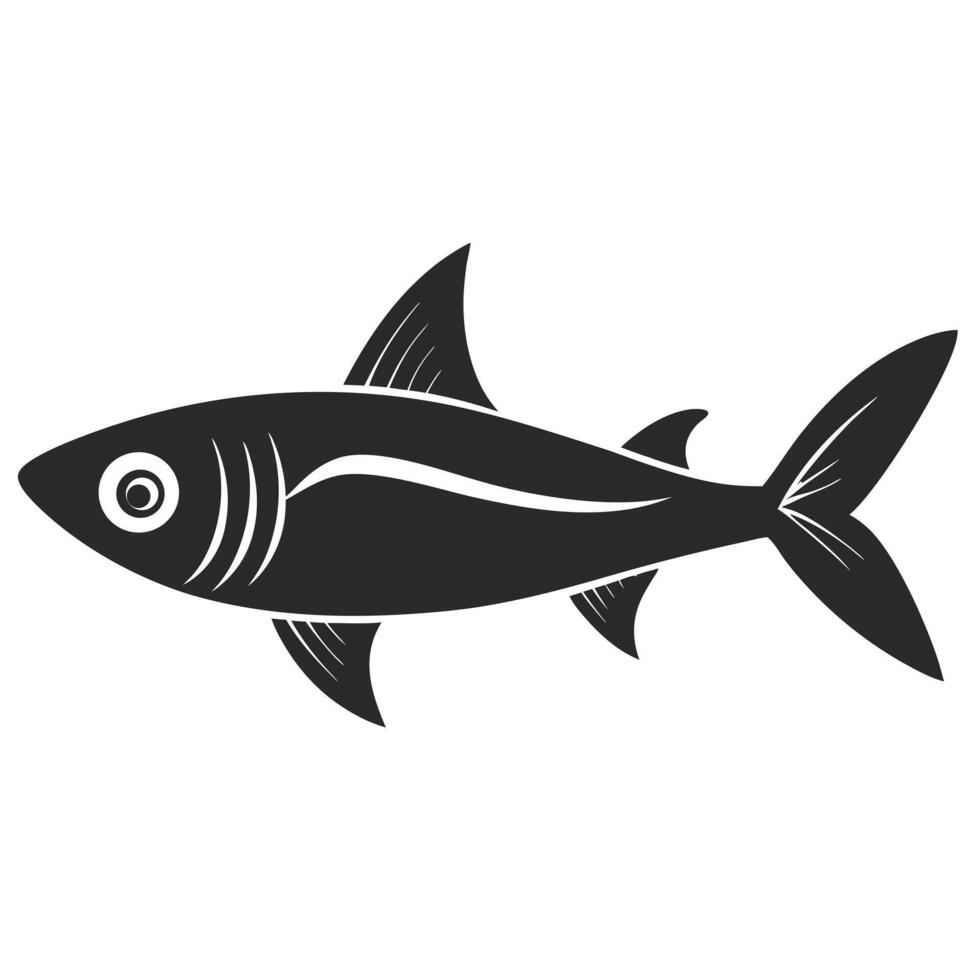 Simple Monochrome Shark Illustration Sea Animal Design Graphic Element vector