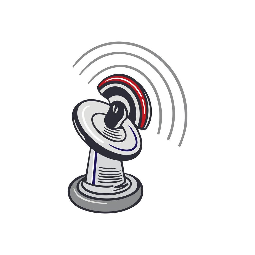 Space antenna, communication device. Hand drawn illustration. For Cosmonautics Day cards, invitations, large banners, posters, covers, wallpapers, stickers. vector