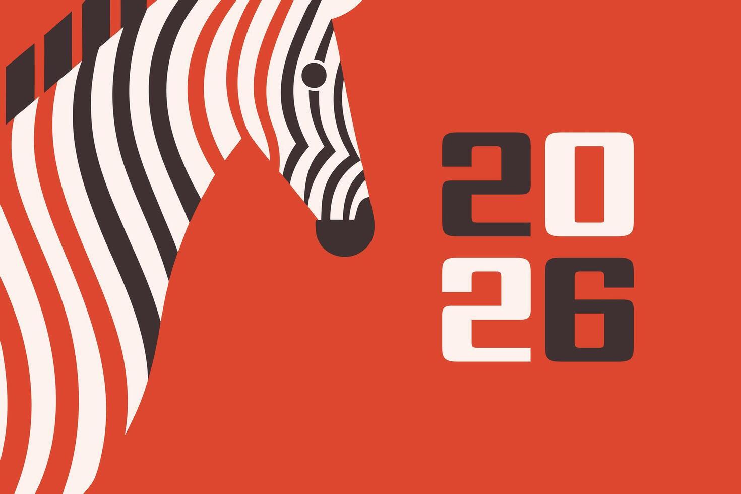 New Year card with abstract geometric horse head. Flat style greeting card illustration. vector
