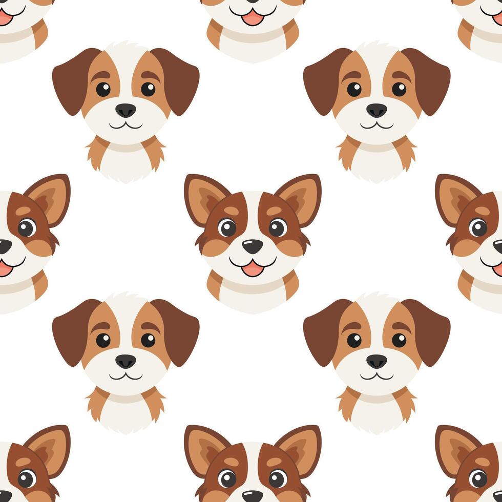 Seamless pattern of cute dog faces. Puppies seamless pattern. Cute background for kids. vector