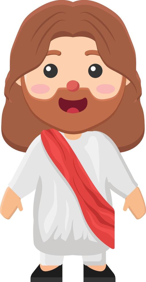 jesus christ cartoon character with red nose and red sash vector