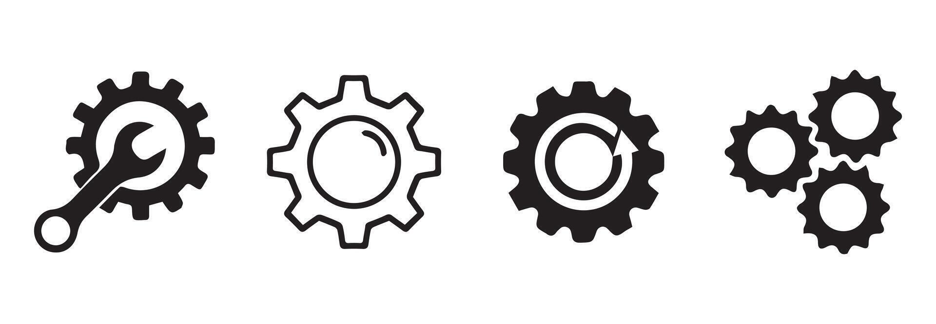Setting gears icon. Cogwheel group. Gear design collection on white background vector