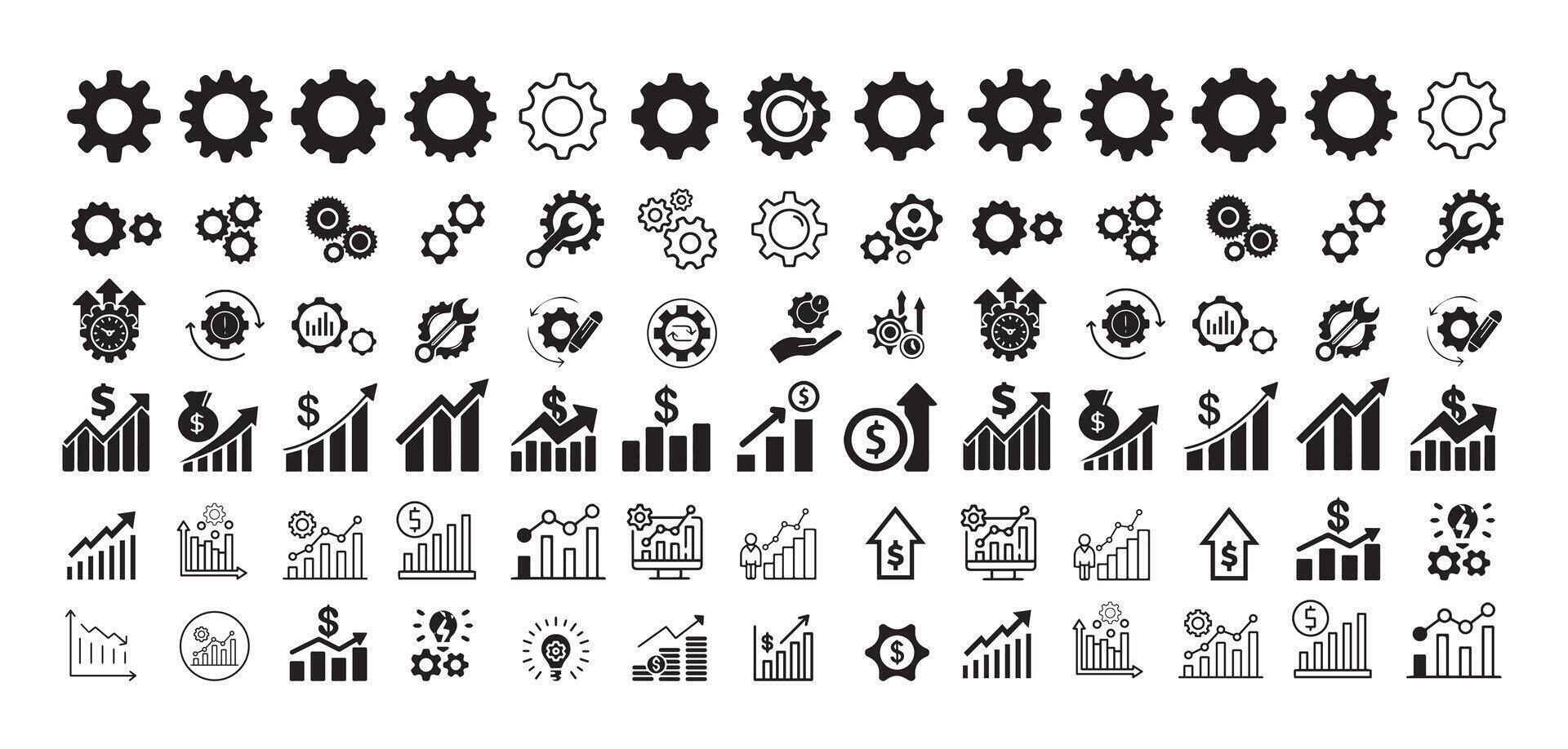 Setting gears icon. Cogwheel group. Gear design collection on white background. Illustration EPS 10 vector