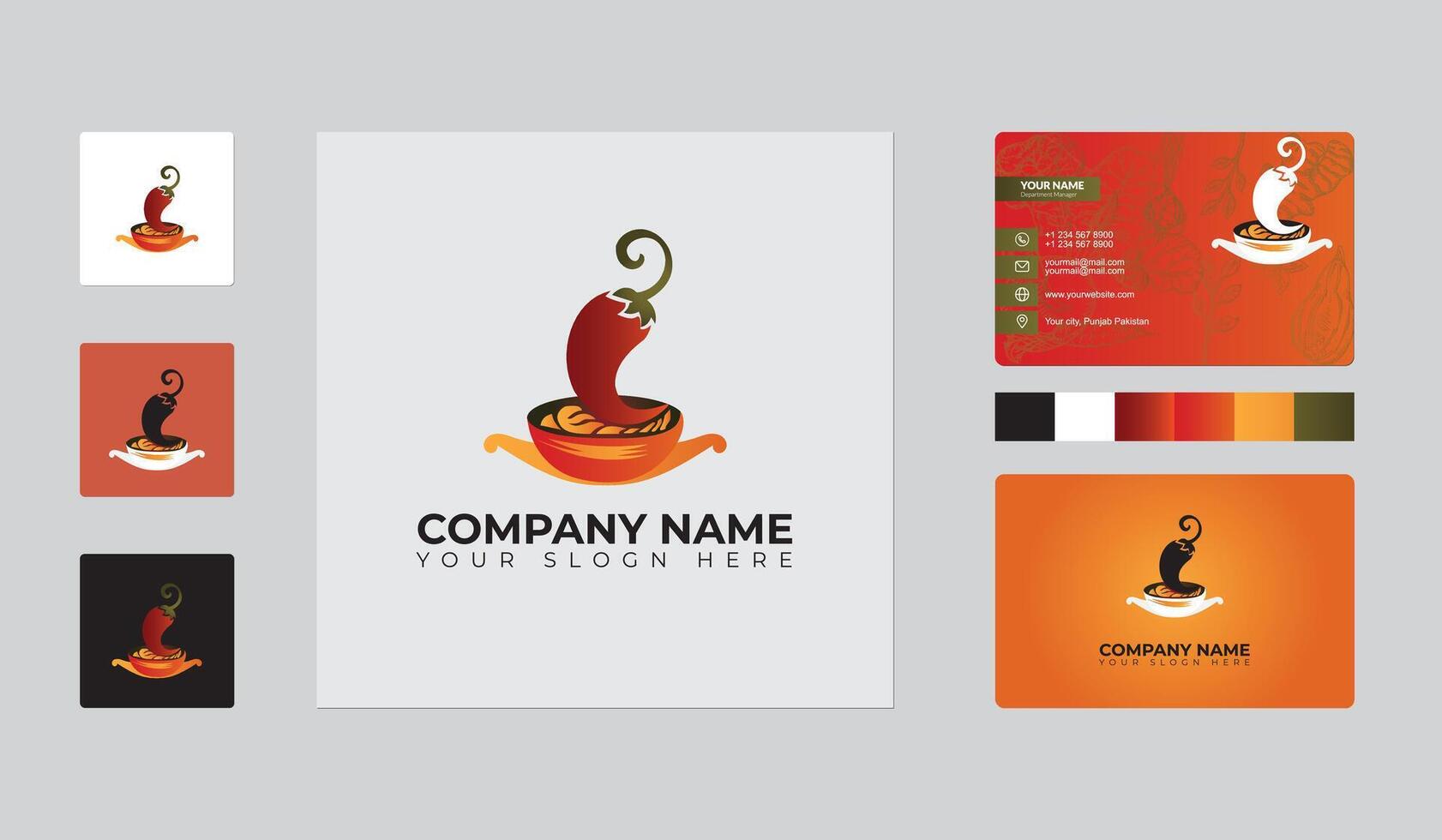 A logo design for a restaurant with a chili pepper vector