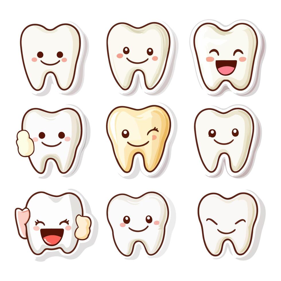 Cheerful Teeth With Happy Faces vector
