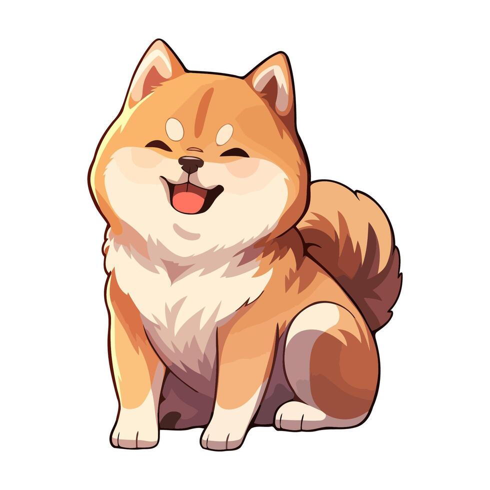 Happy Shiba Inu Dog Sitting Smiling vector