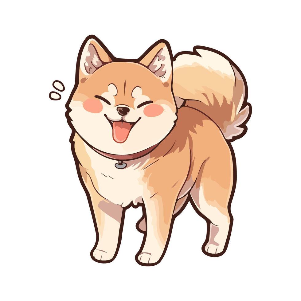 Smiling Shiba Inu Dog Standing Still vector