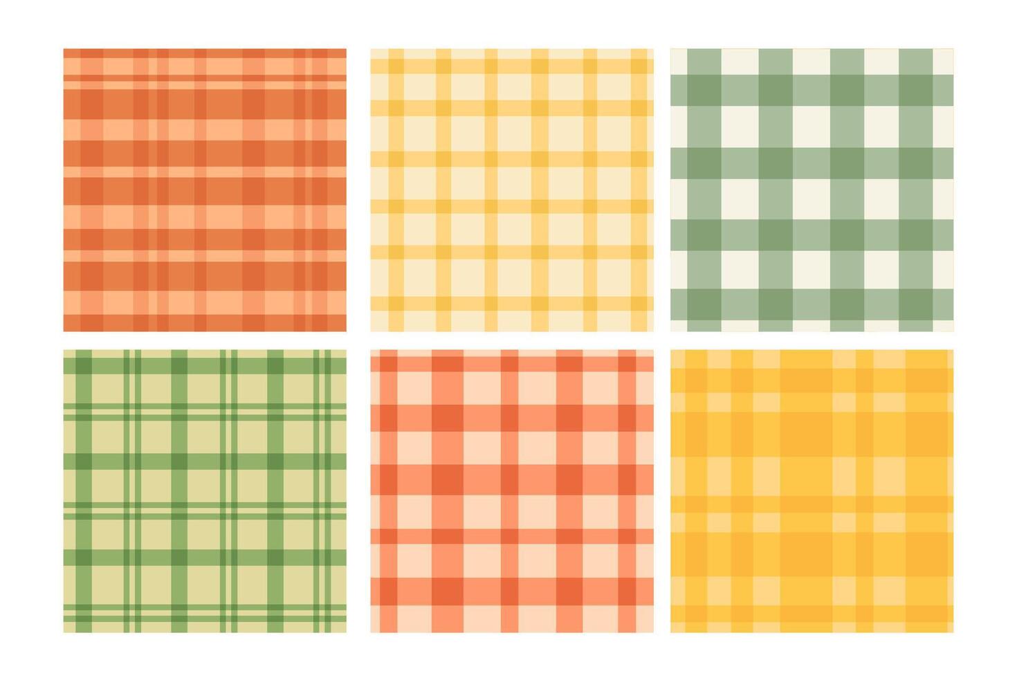 Collection of seamless plaid patterns in warm spring and summer colors. Perfect for picnic themes. vector