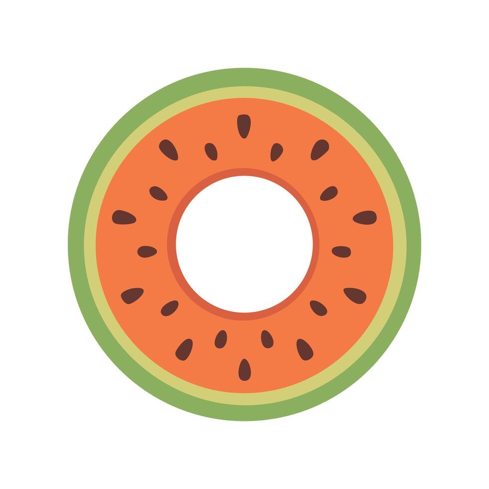 Cartoon inflatable watermelon ring for swimming and beach fun in summer time. vector