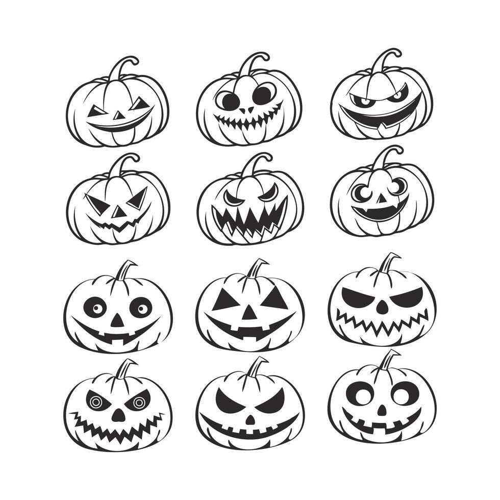 Halloween icon set design elements illustration for web vector