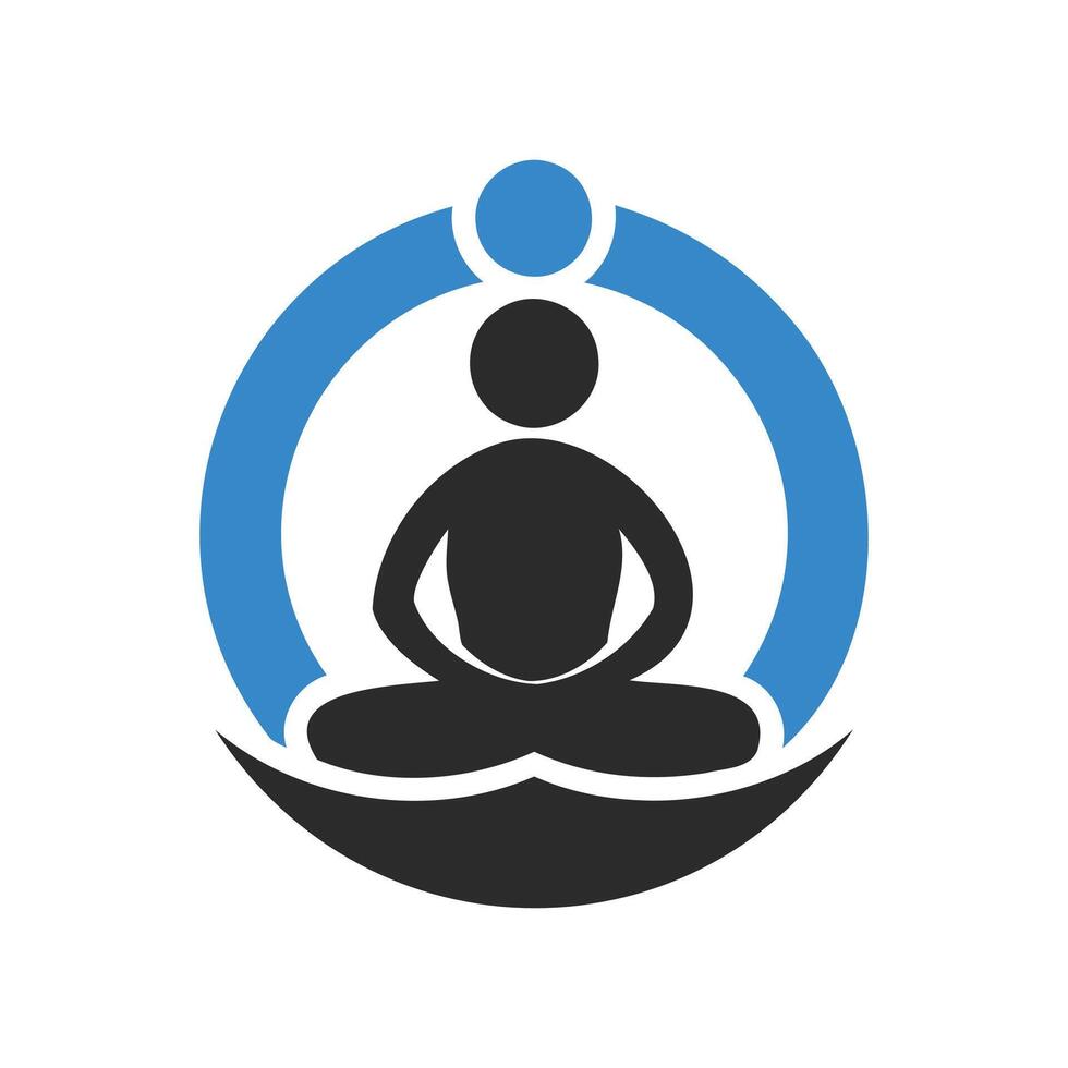 Minimalist Black and Blue Yoga Icon Silhouette vector
