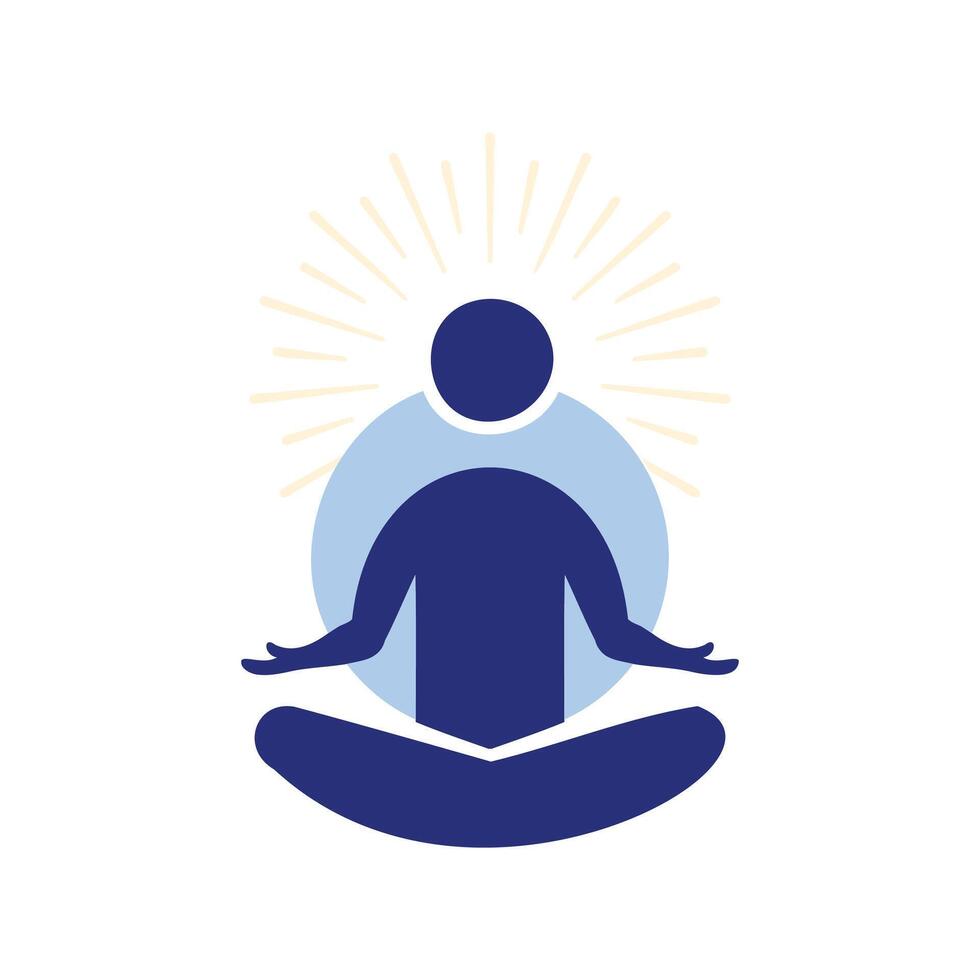 Minimalist Meditating Person Yoga Silhouette Illustration vector