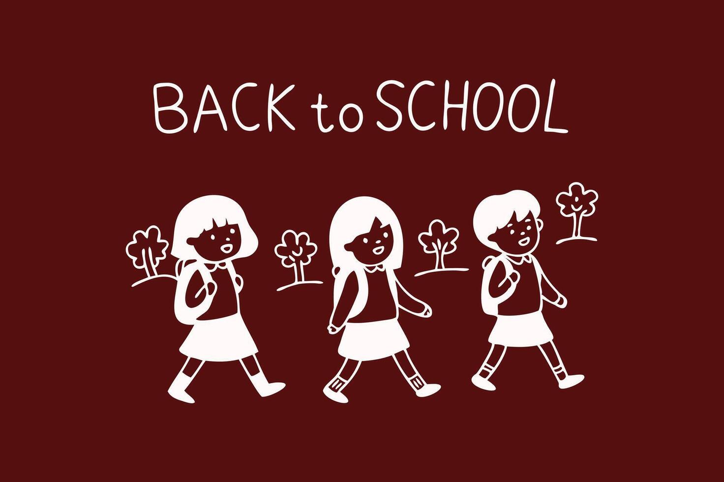 Back to School Students Walking with Backpacks Illustration vector