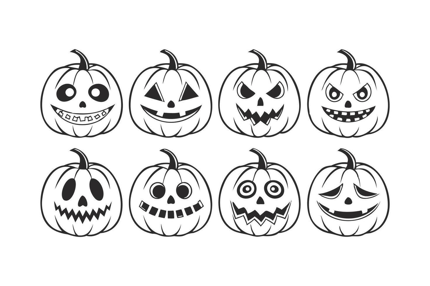 conjunto de Víspera de Todos los Santos especial calabaza cara íconos vector