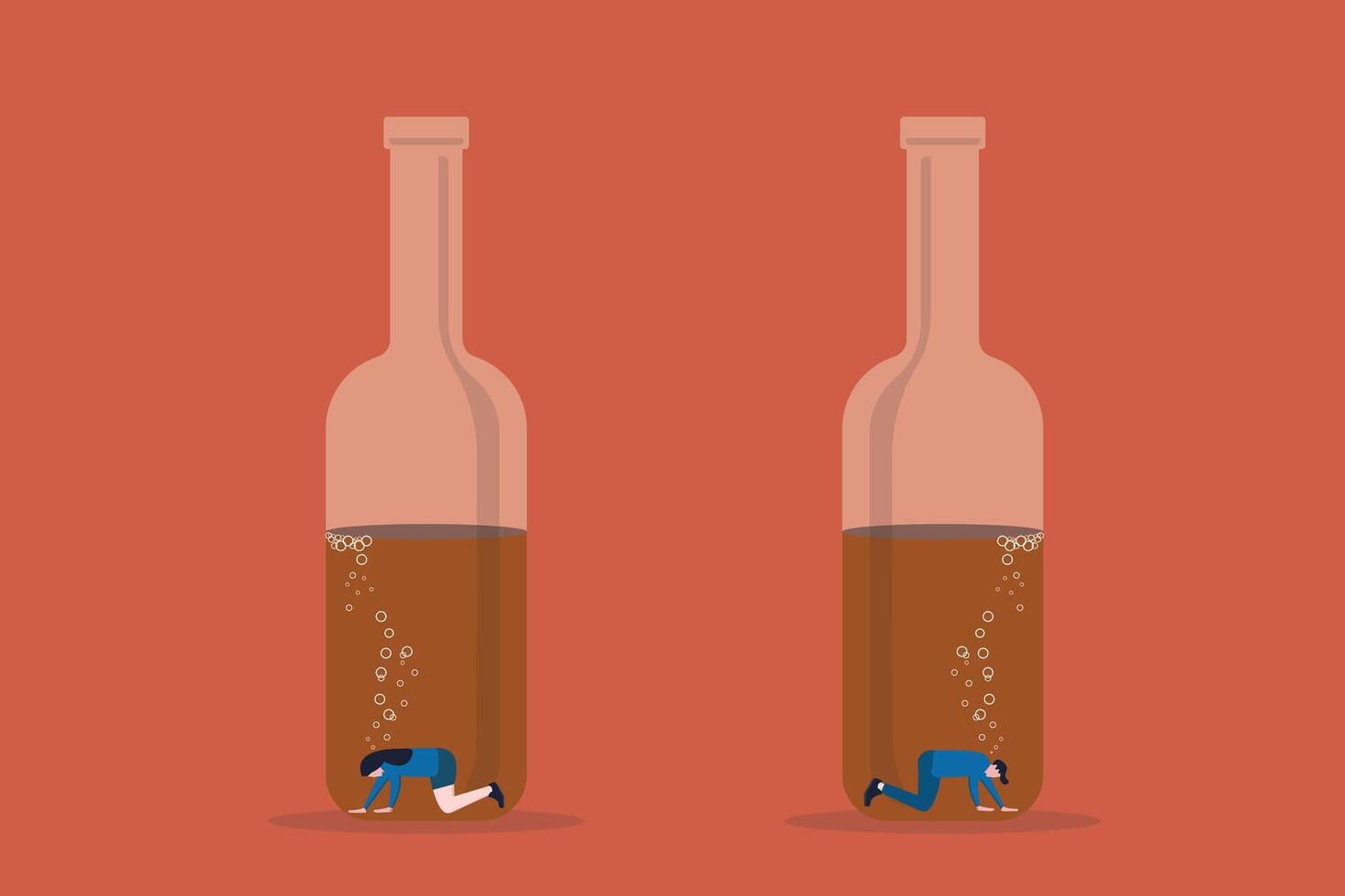 Alcohol abuse depression problem of people. concept alcoholism, Social issue, drinker abuse, addiction vector