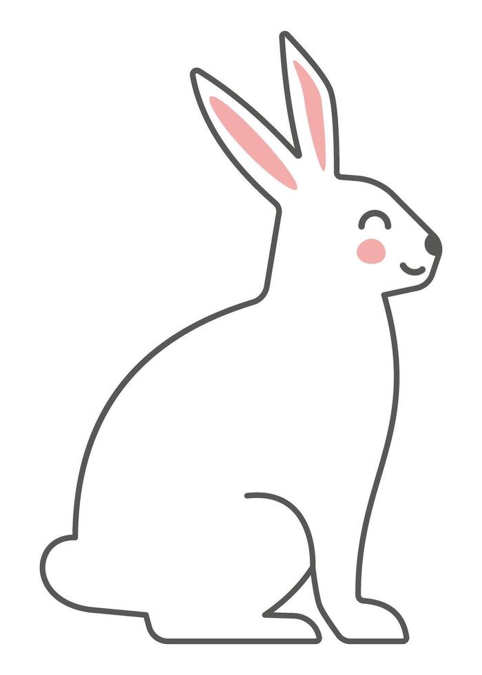 Rabbit hare for the Easter holiday, white smiling joyful with pink ears vector
