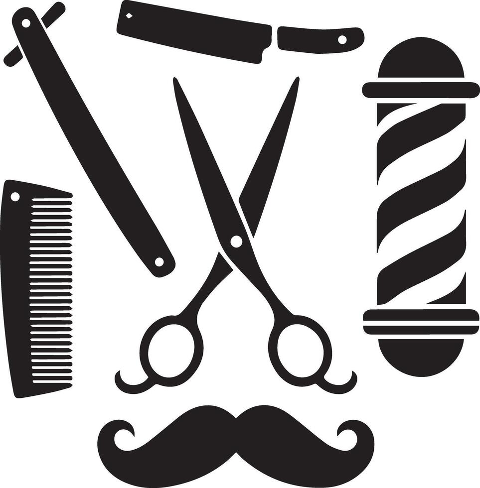 Barber Tools Logo Set silhouette Icons vector