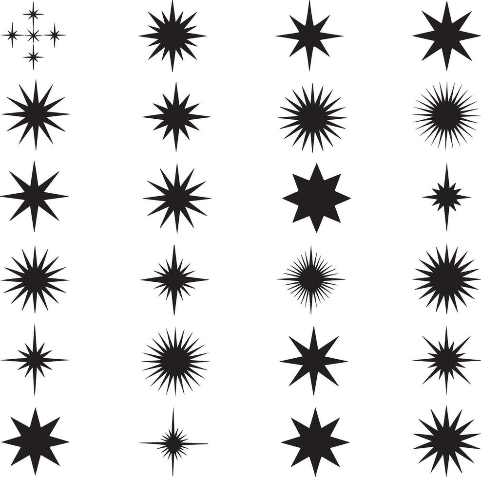 Sparkle Star Icon Set, Silhouette Shining Star Logo Collection vector