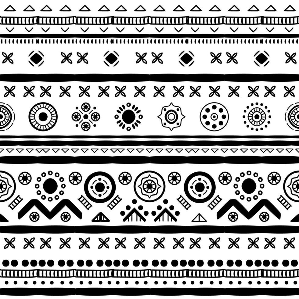 Geometry Black tribal and white seamless pattern vector