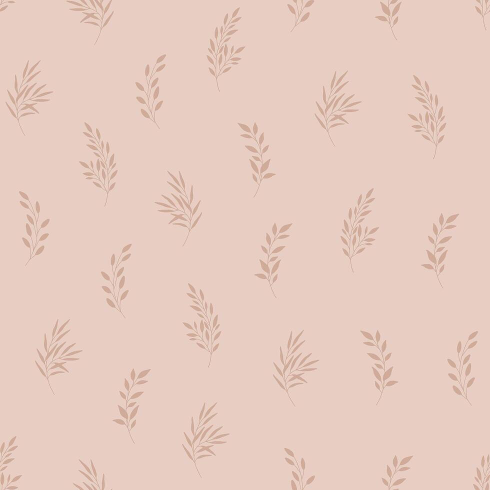 Seamless pattern with leaves. Natural eco friendly background, rustic theme. Hand drawn illustration in trendy style. Fashion print for fabric, wrapping, greeting cards, wedding invitations. vector