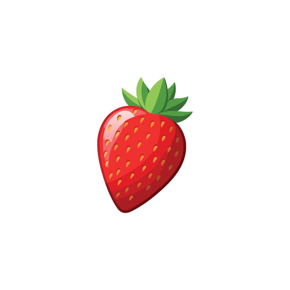 Juicy Red Strawberry Illustration in Flat Style vector