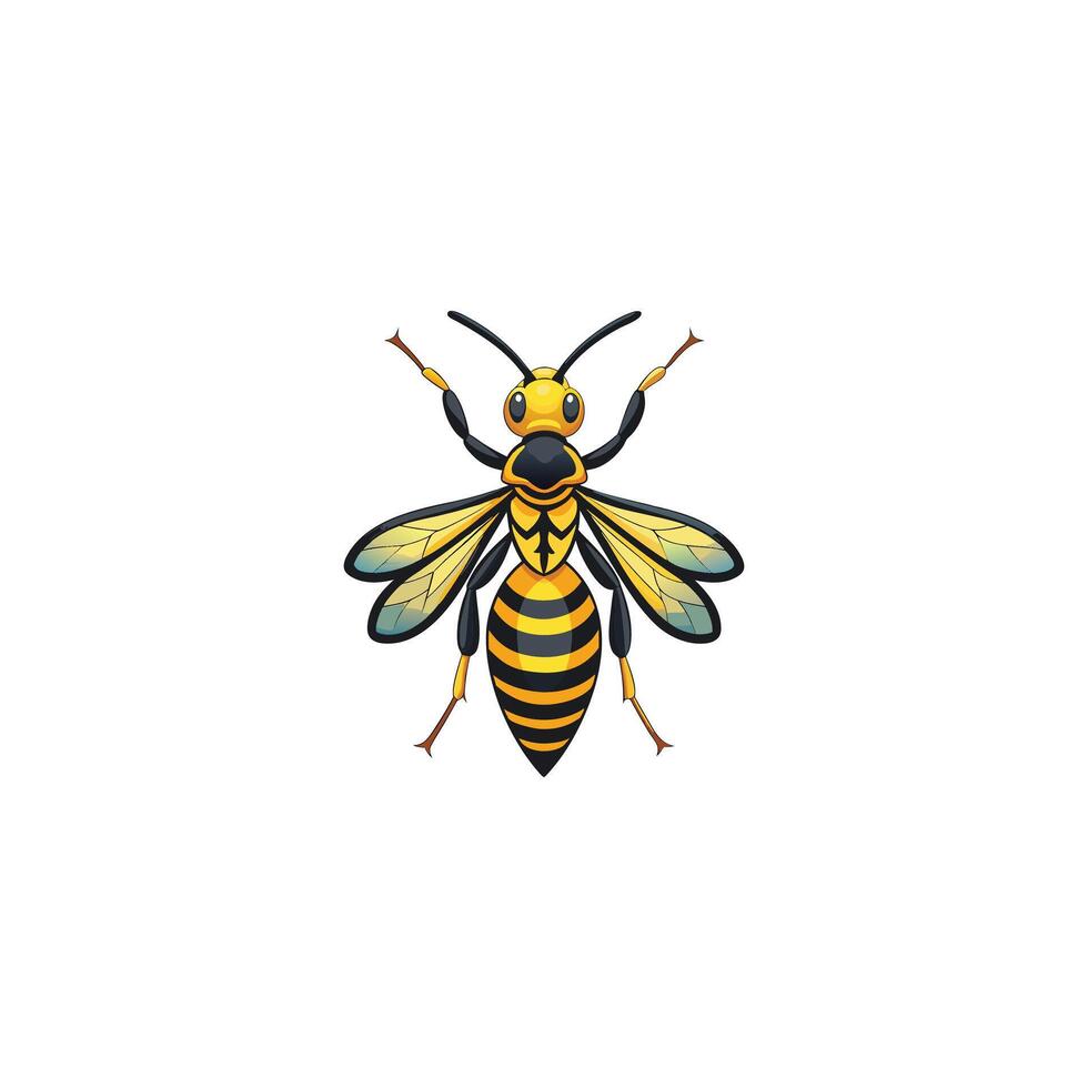 Minimalist Wasp Drawing in Black and Yellow Style vector