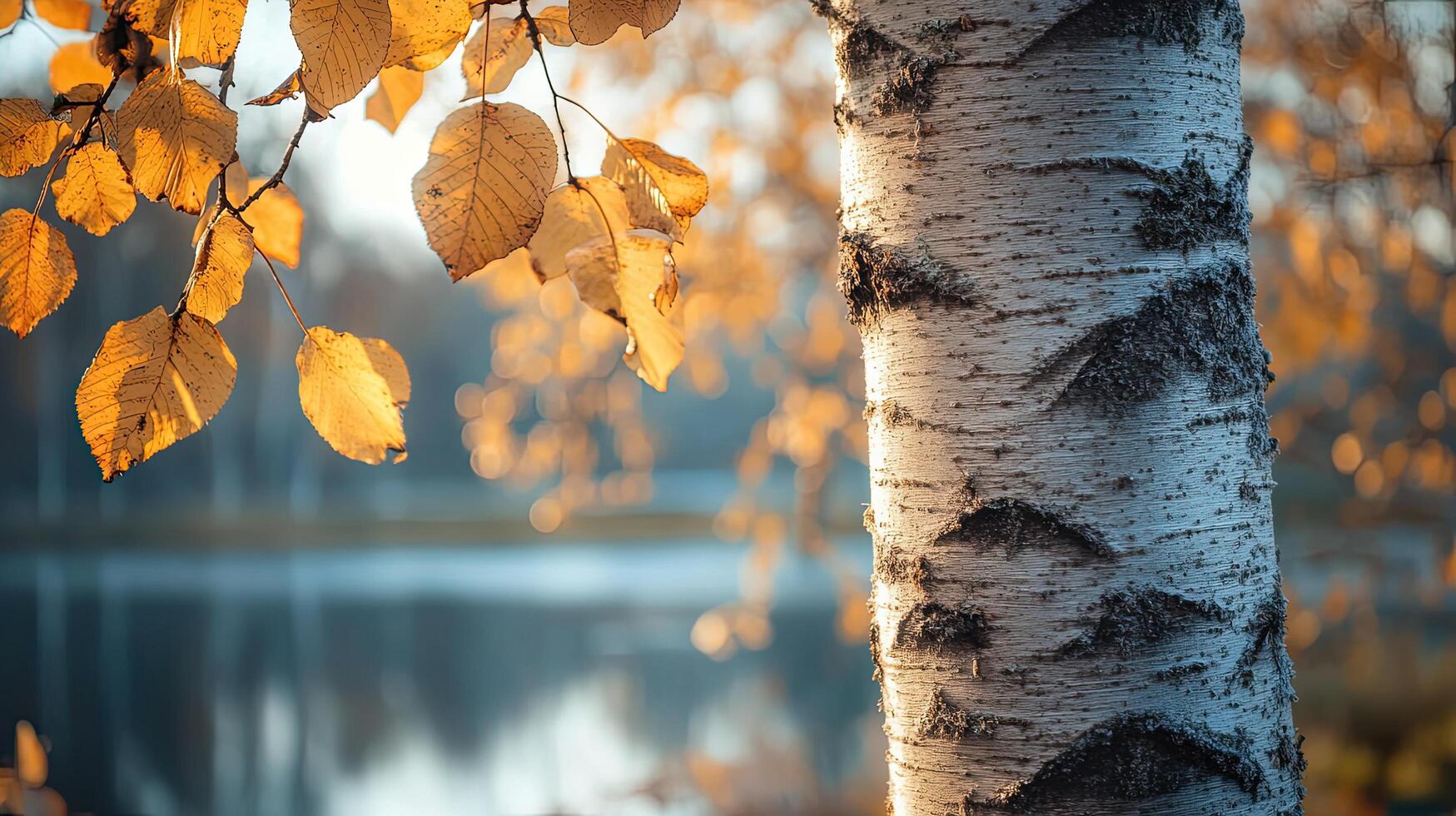 Birch tree standing tall in nature, captured in realistic photo. photo