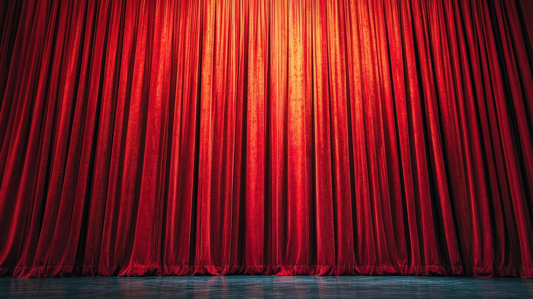 Captivating Front View of an Elegant Red Curtain Creating a Dramatic Atmosphere for a Performance Setting photo