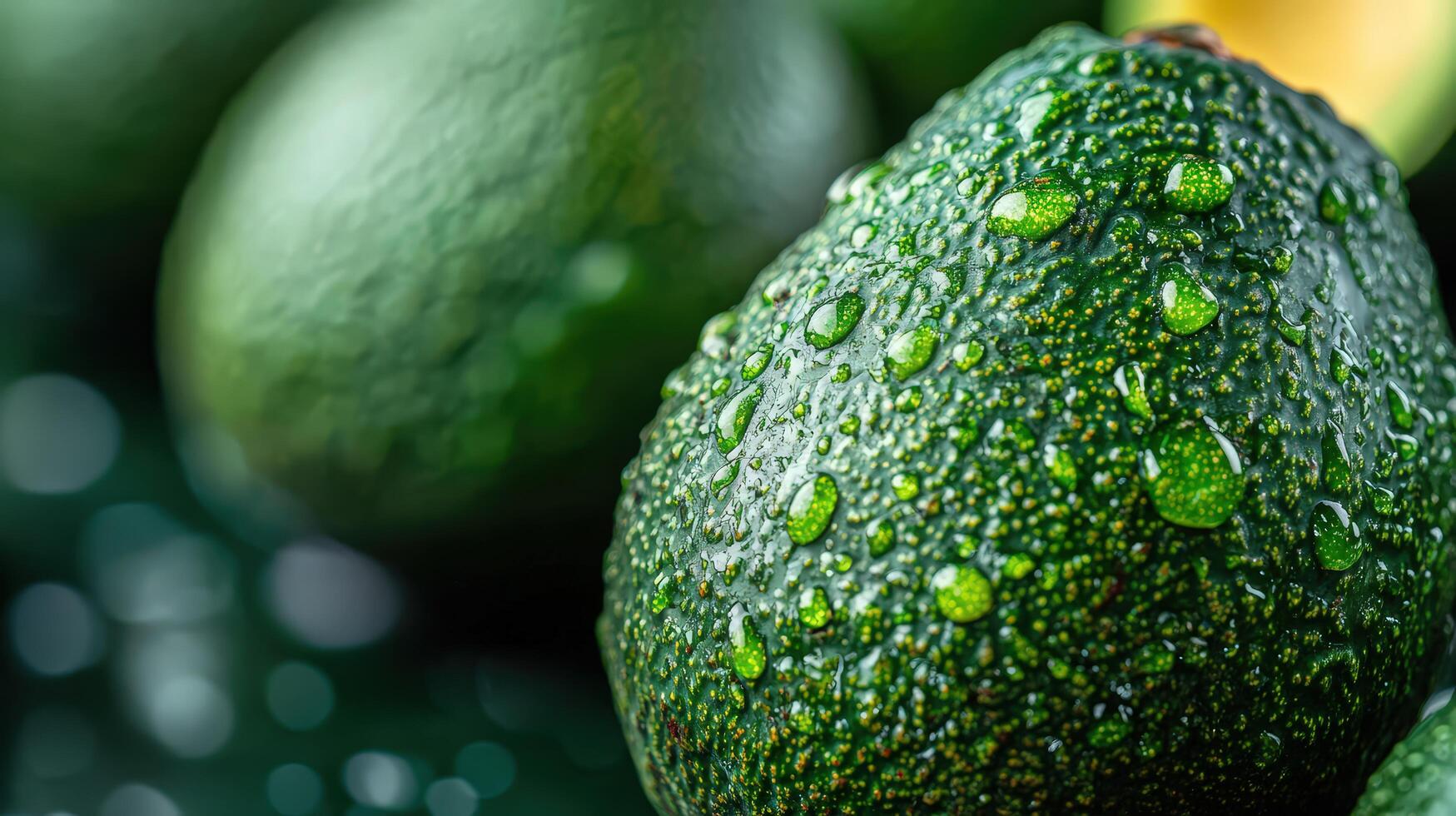 Green Ripe Avocado Close up Showcasing Its Texture and Freshness in a Vibrant Setting photo