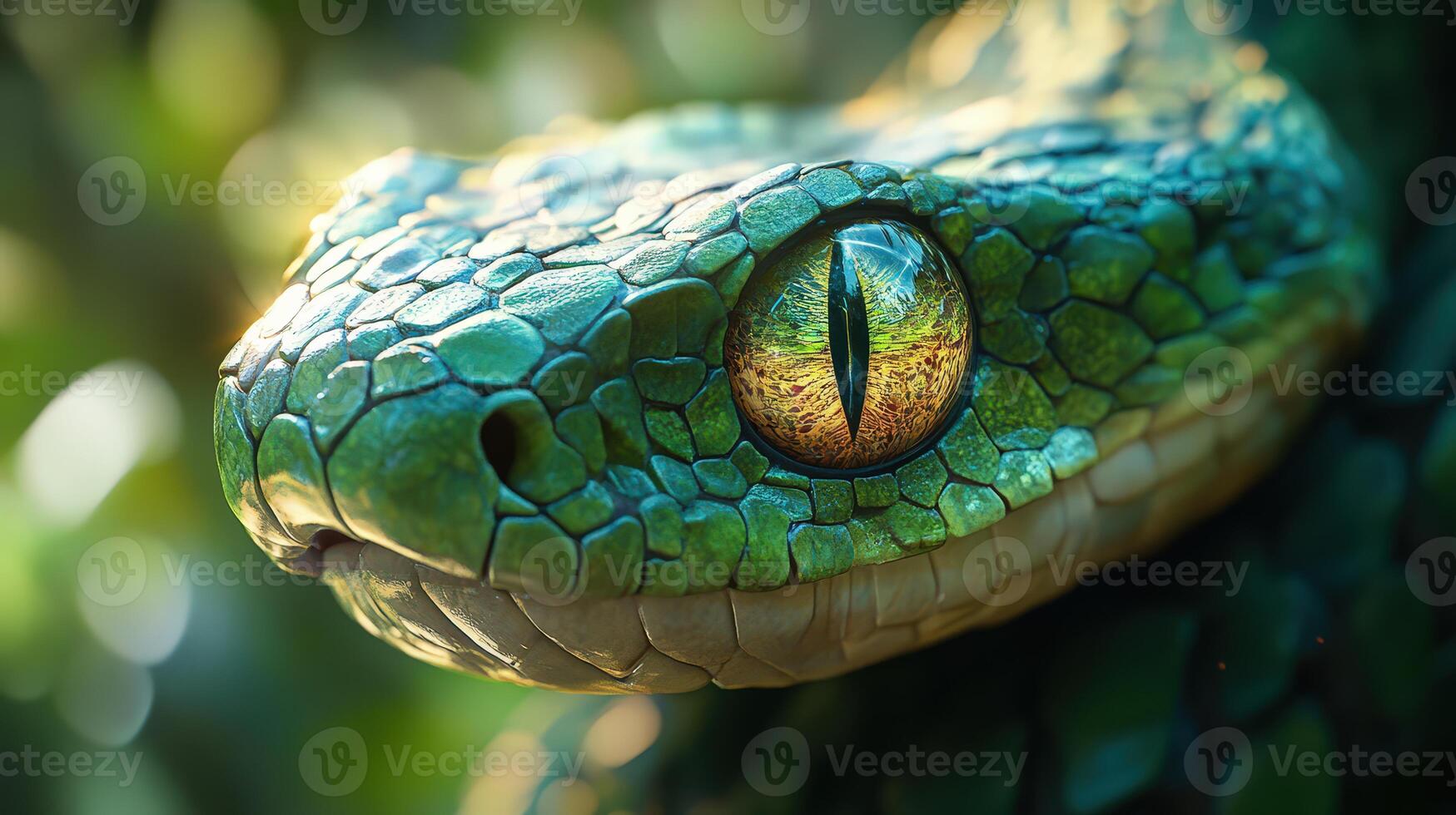 Close-up Shot of a Snake Eye Reveals Intricate Patterns and Vibrant Colors in a Natural Setting photo