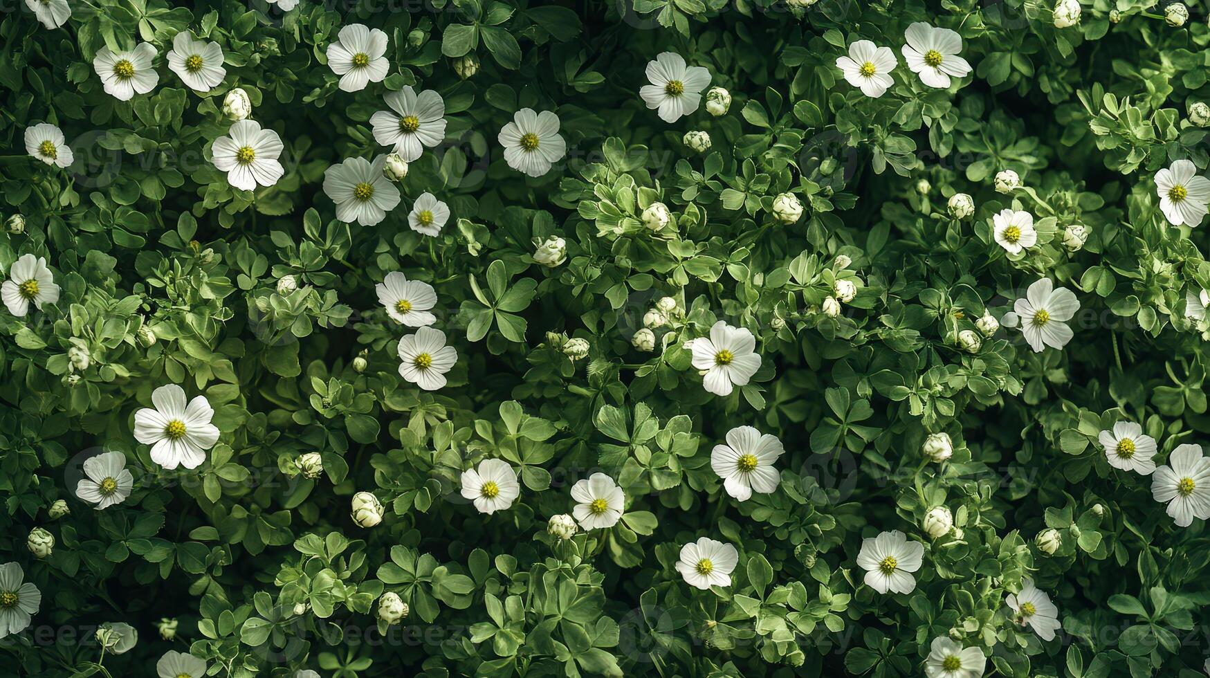 Lush Field of Blooming Chamomile Flowers Under Bright Sunlight in a Serene, Natural Setting photo