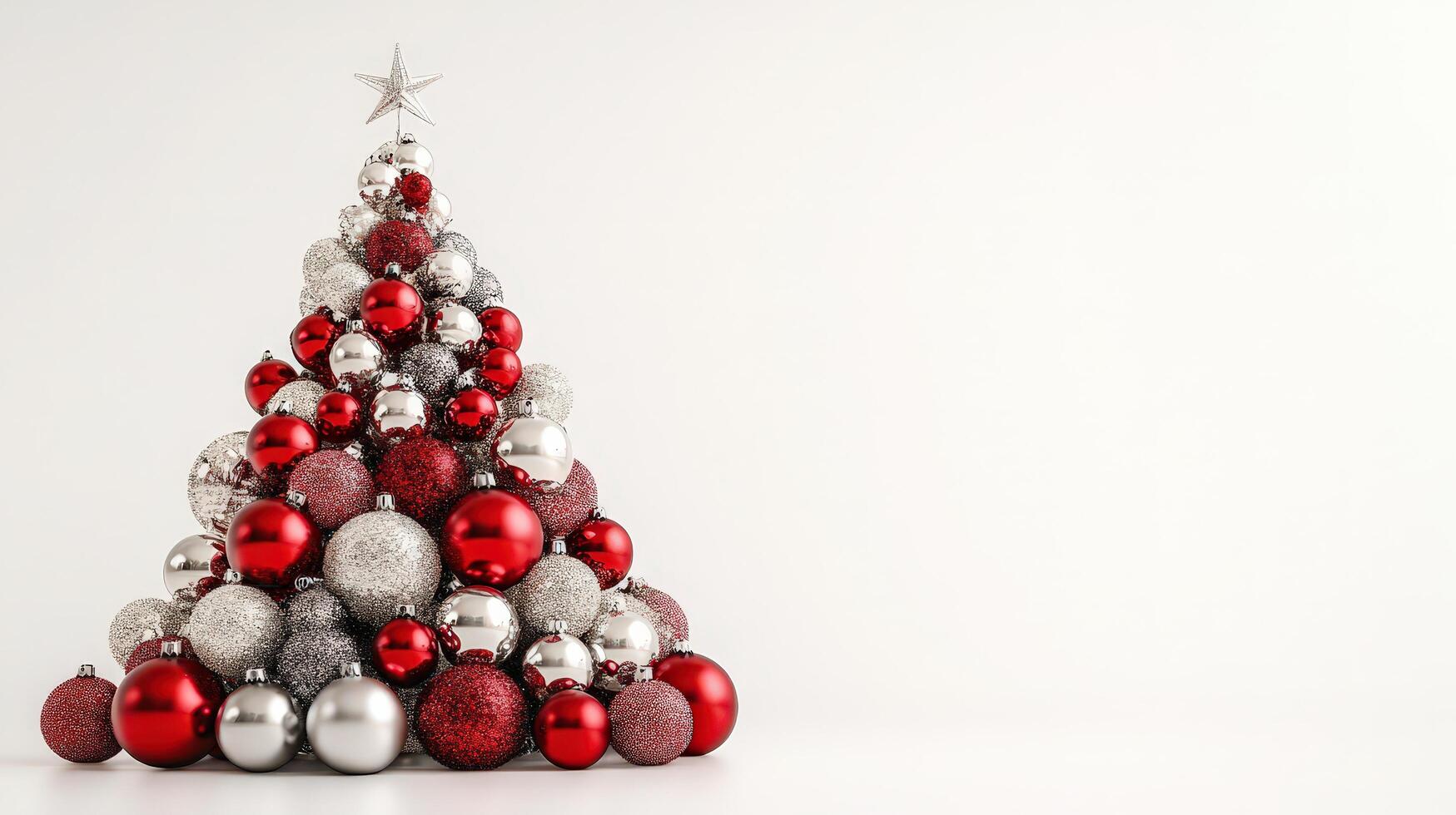 Stunning Red and Silver Christmas Tree Created With Festive Ornaments on a Clean White Background photo