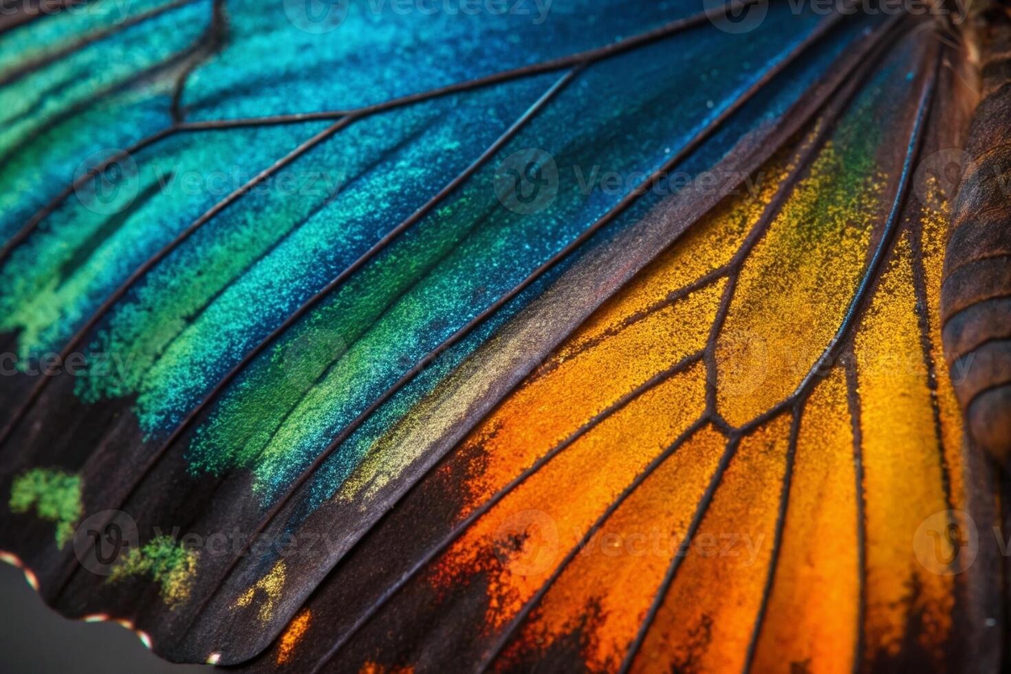 Closeup of a Butterfly Wing with Vibrant Colors and Textures -generated by ai photo
