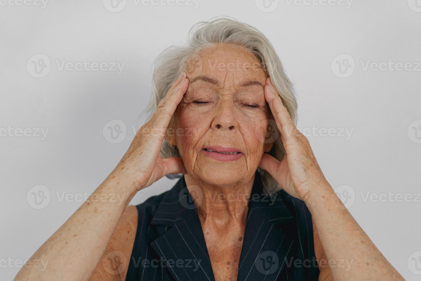 Senior Woman Experiencing Effective and Soothing Stress Relief Techniques and Practices photo
