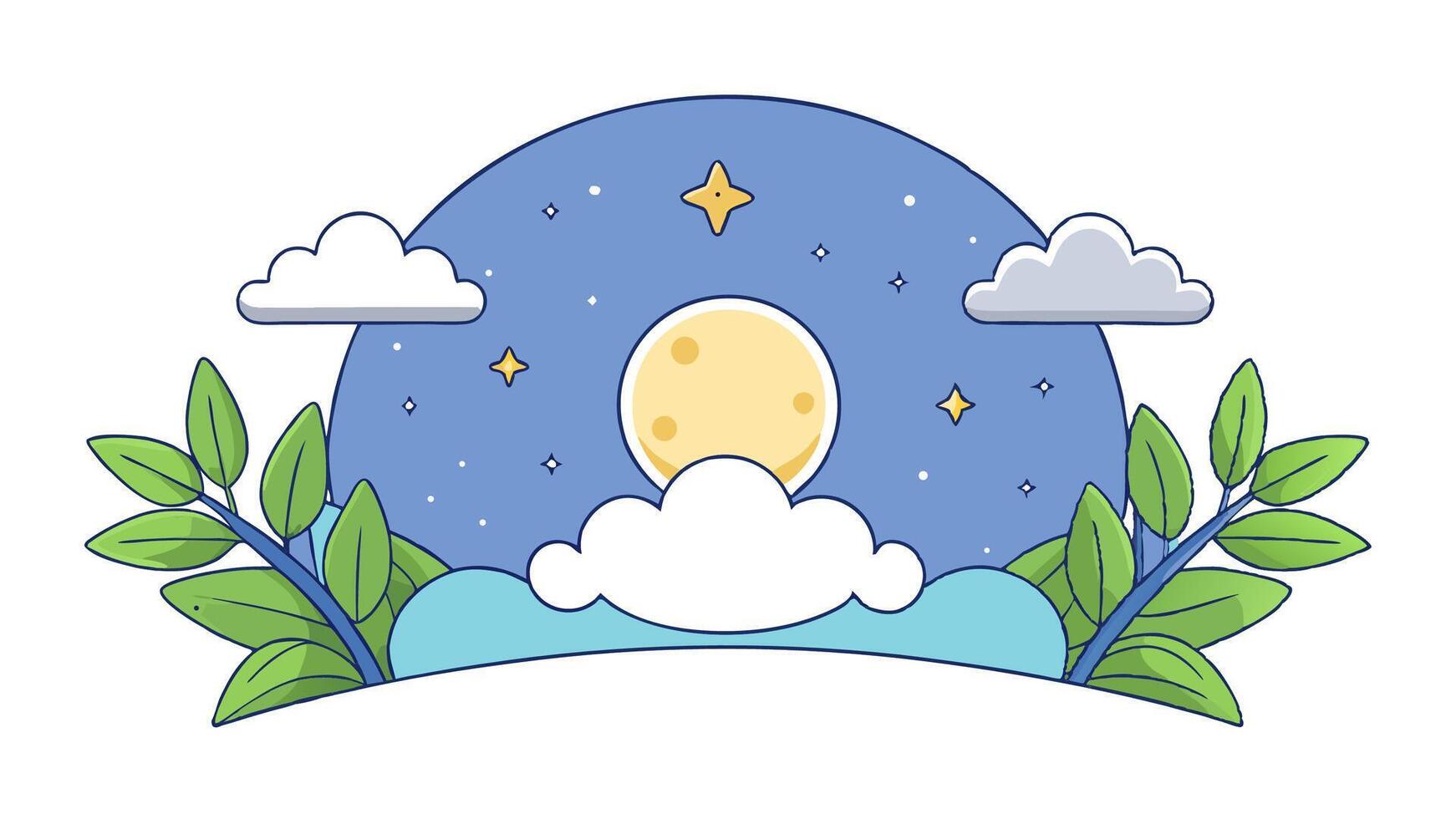 Dreamy Night Sky Background with Glowing Moon vector