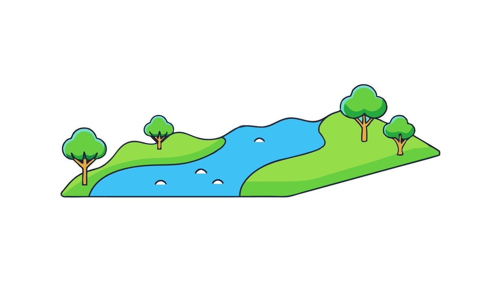 Peaceful Riverbank Style with Calm Water and Tranquil Nature vector