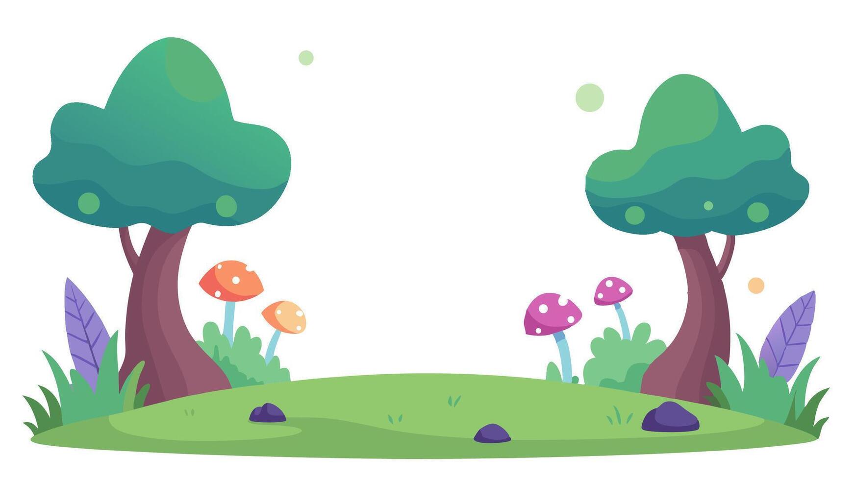Magical Landscape with Tree and Field vector