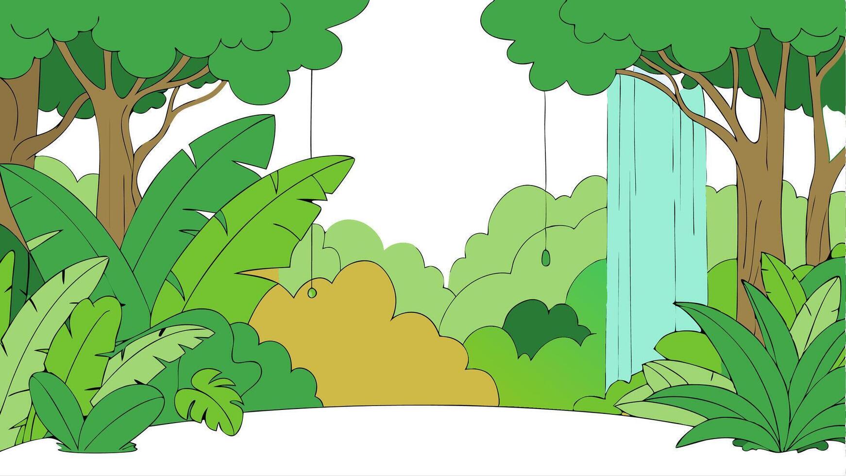 Wild Jungle Nature View with Green Trees vector