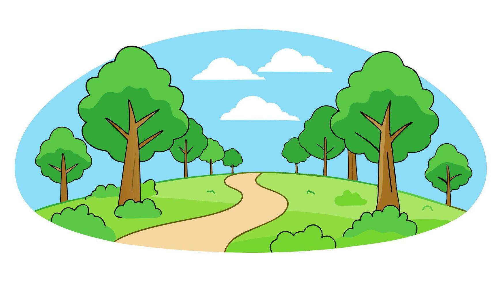 Minimal Flat Nature Design Featuring Road vector